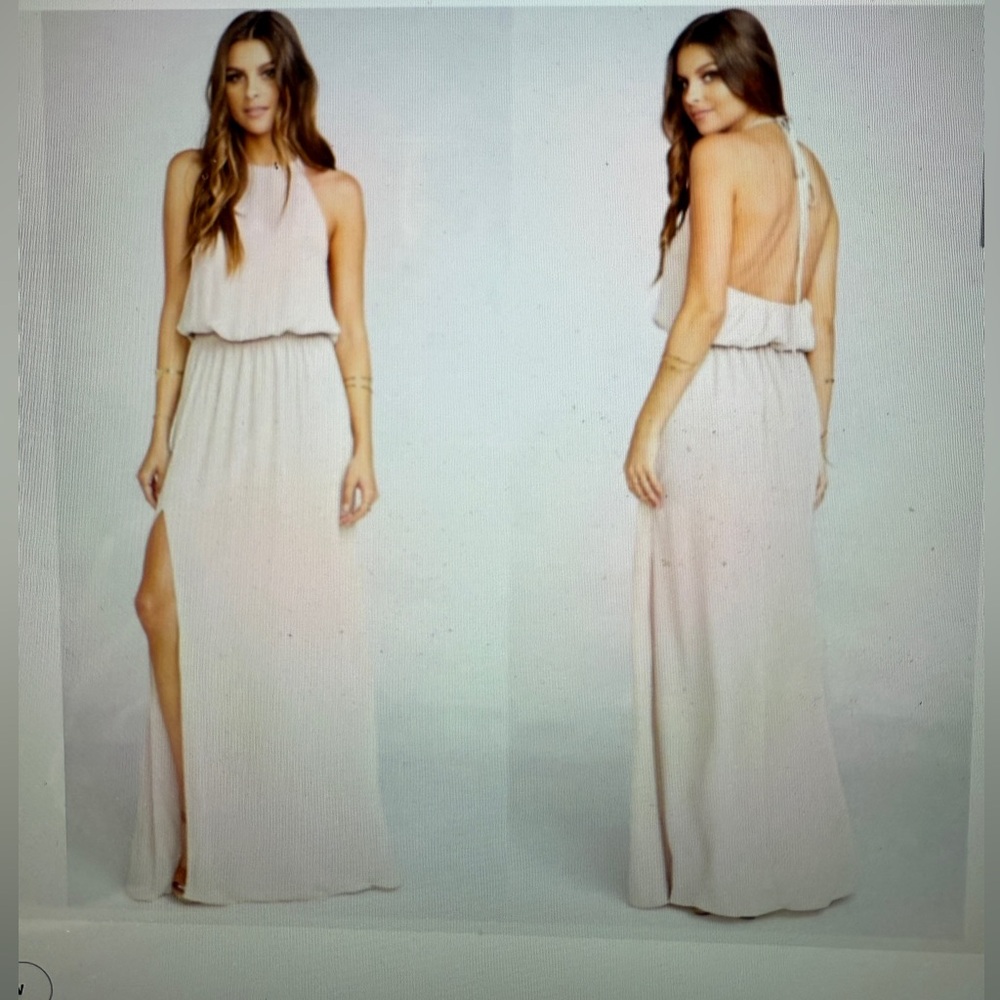Show Me Your Mumu Bridesmaid Beige Halter Dress